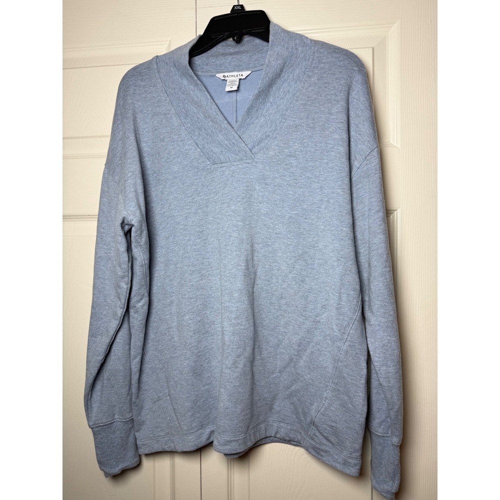 Athleta Coaster Luxe V-Neck Sweatshirt Tencel Blend Thumbholes‎ Size Medium